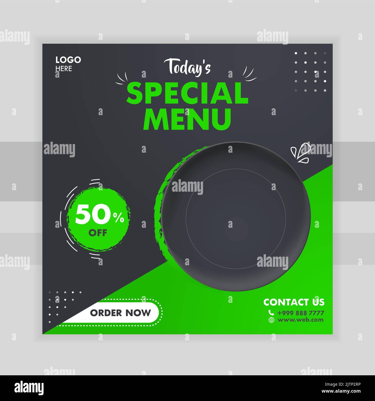 Food social Media Post avec modèle de plaque bannière de réduction pour le restaurant Illustration de Vecteur