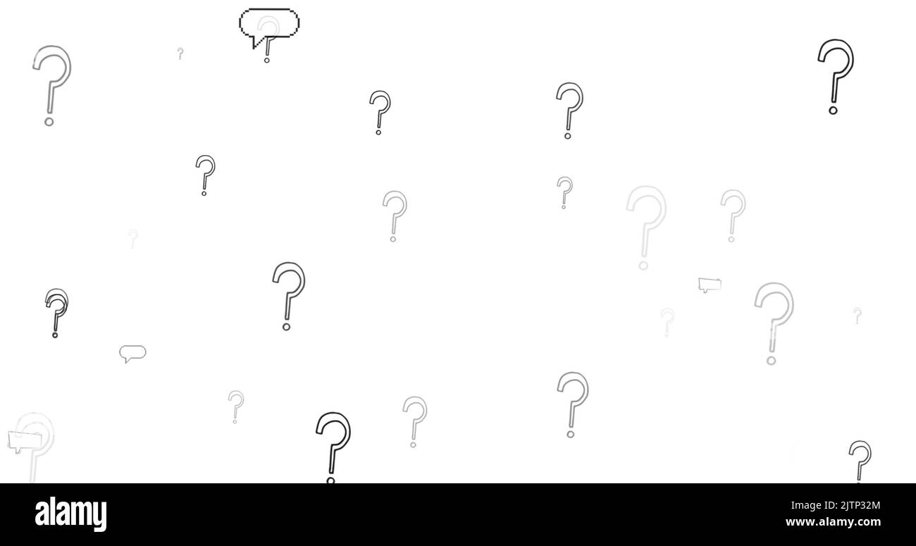 Image de bulles de discours sur les points d'interrogation sur fond blanc Banque D'Images Image de bulles de discours sur les points d'interrogation sur fond blanc Banque D'Images