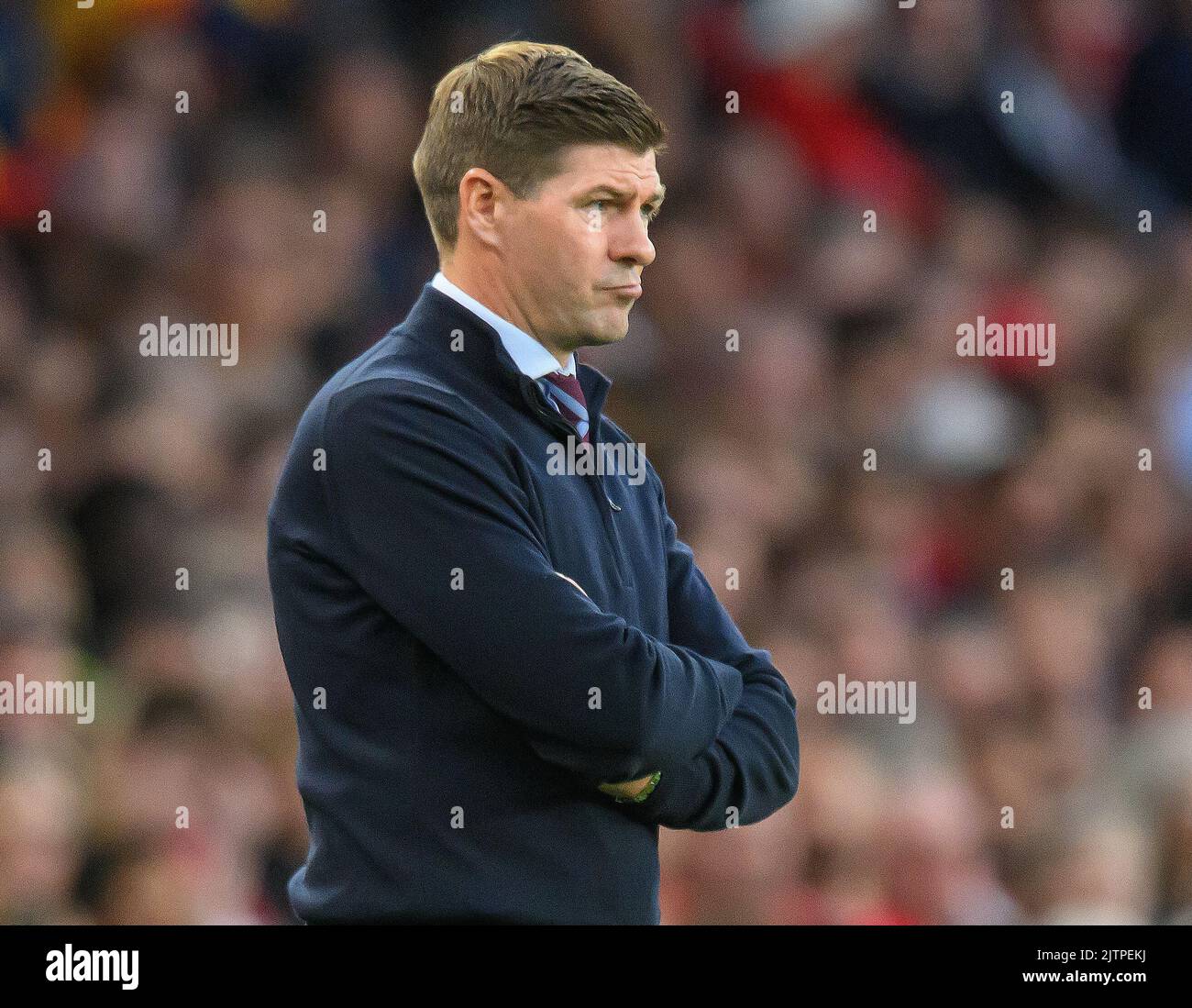 31 août 2022 - Arsenal v Aston Villa - Premier League - Emirates Stadium Aston Villa Manager Steven Gerrard pendant le match au stade Emirates. Image : Mark pain / Alamy Live News Banque D'Images