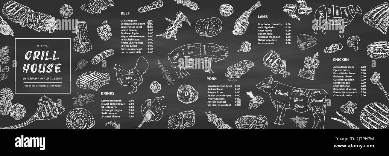 Restaurant conception du menu. Modèle de prix du menu du restaurant de