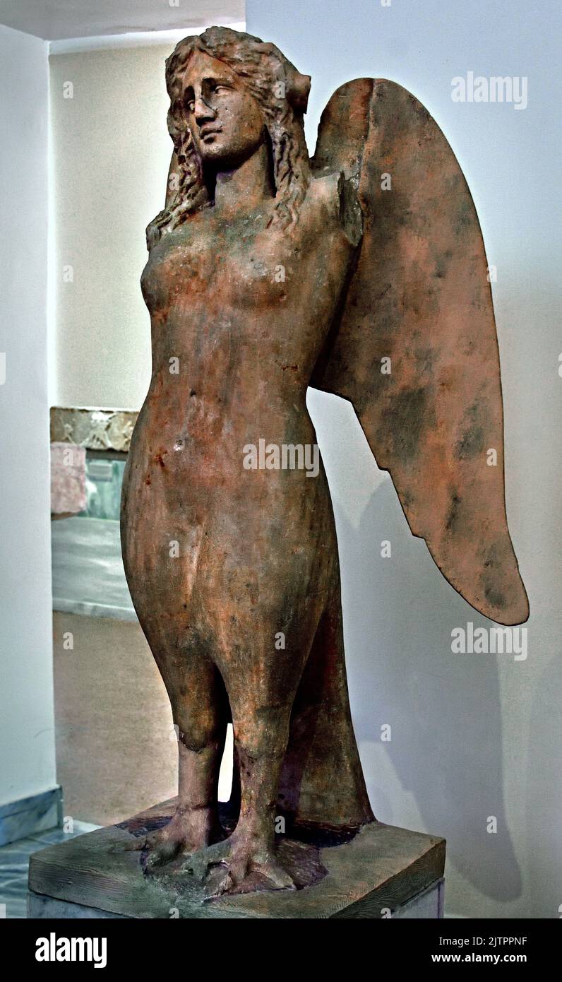 Statue d'un Siren, de l'ancien cimetière de Kerameikos, environ 330 B.C, Musée archéologique national d'Athènes. Banque D'Images