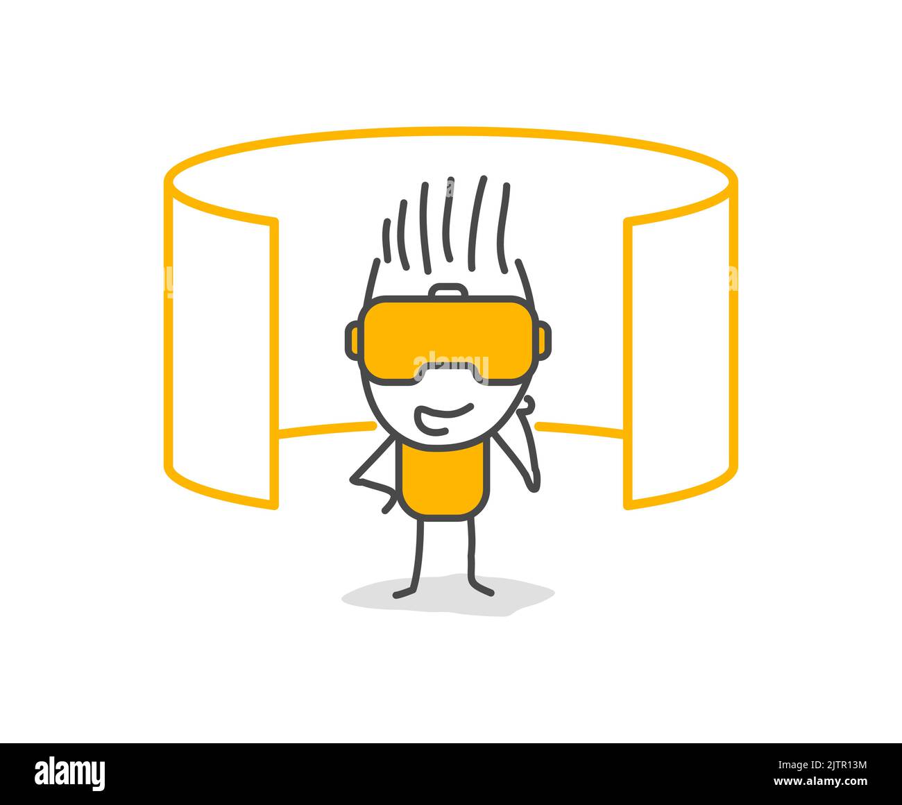 Collez les chiffres à l'aide d'un casque de réalité virtuelle. VR, futur, gadgets, concept de futur technologique, éducation en ligne, étudier, concept de jeu vidéo. Virtualisation VR Illustration de Vecteur
