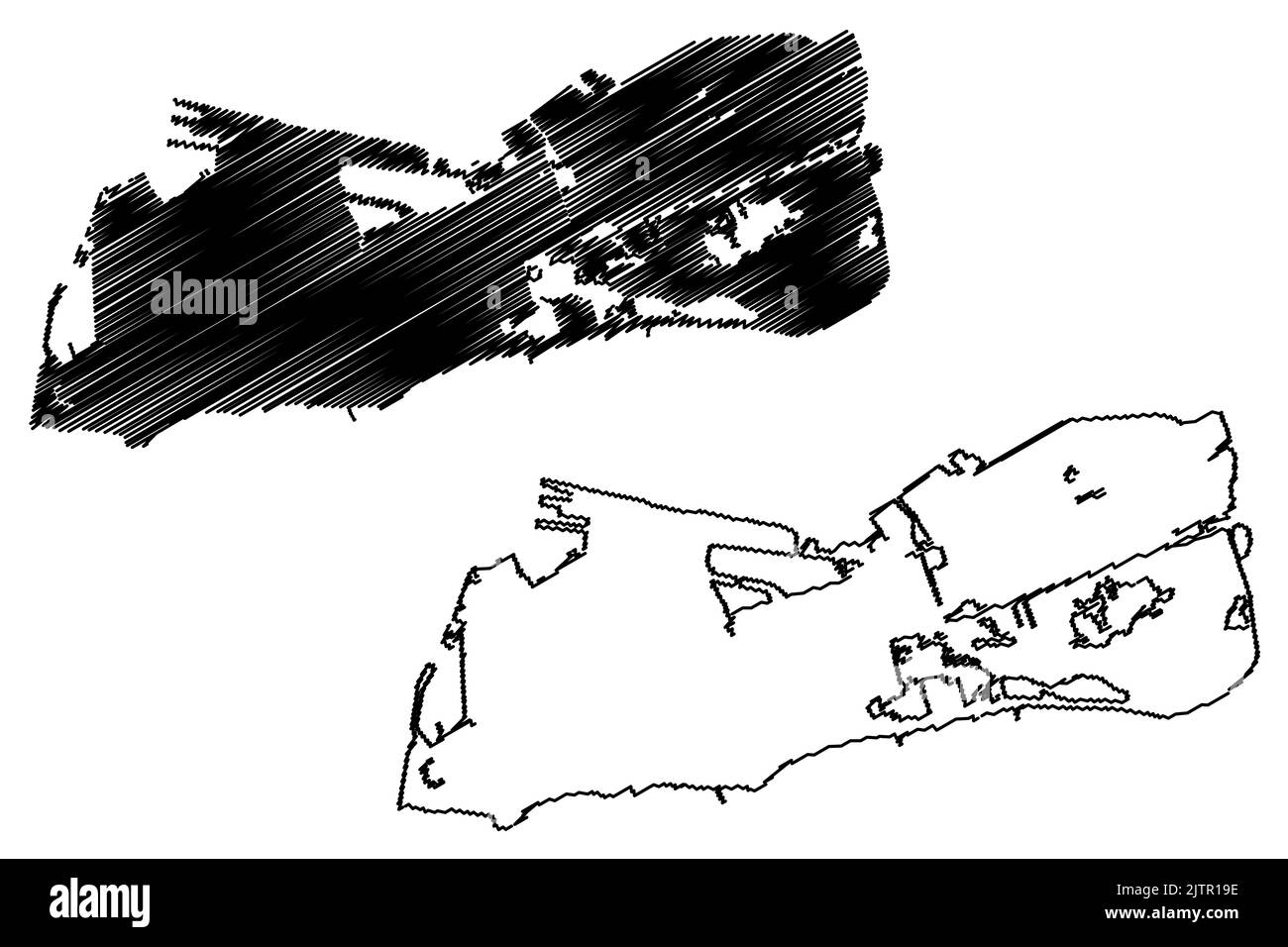 Île de Key West (États-Unis d'Amérique, Floride, Amérique de Cenrtal, îles des Caraïbes, États-Unis,) illustration vectorielle de la carte, croquis de griffonnage carte de Key West Illustration de Vecteur