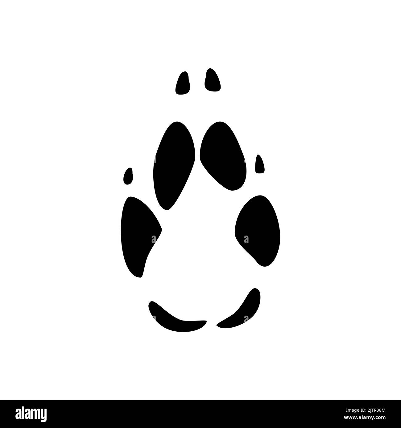 Empreintes d'animaux de renard sauvage icône de silhouette noire isolée. Vector jaguar, tigre ou lion animaux empreintes de pied de chat avec des griffes ou des ongles, savane animaux marches sur le sol dans la boue, emblème de sport de chasse Illustration de Vecteur