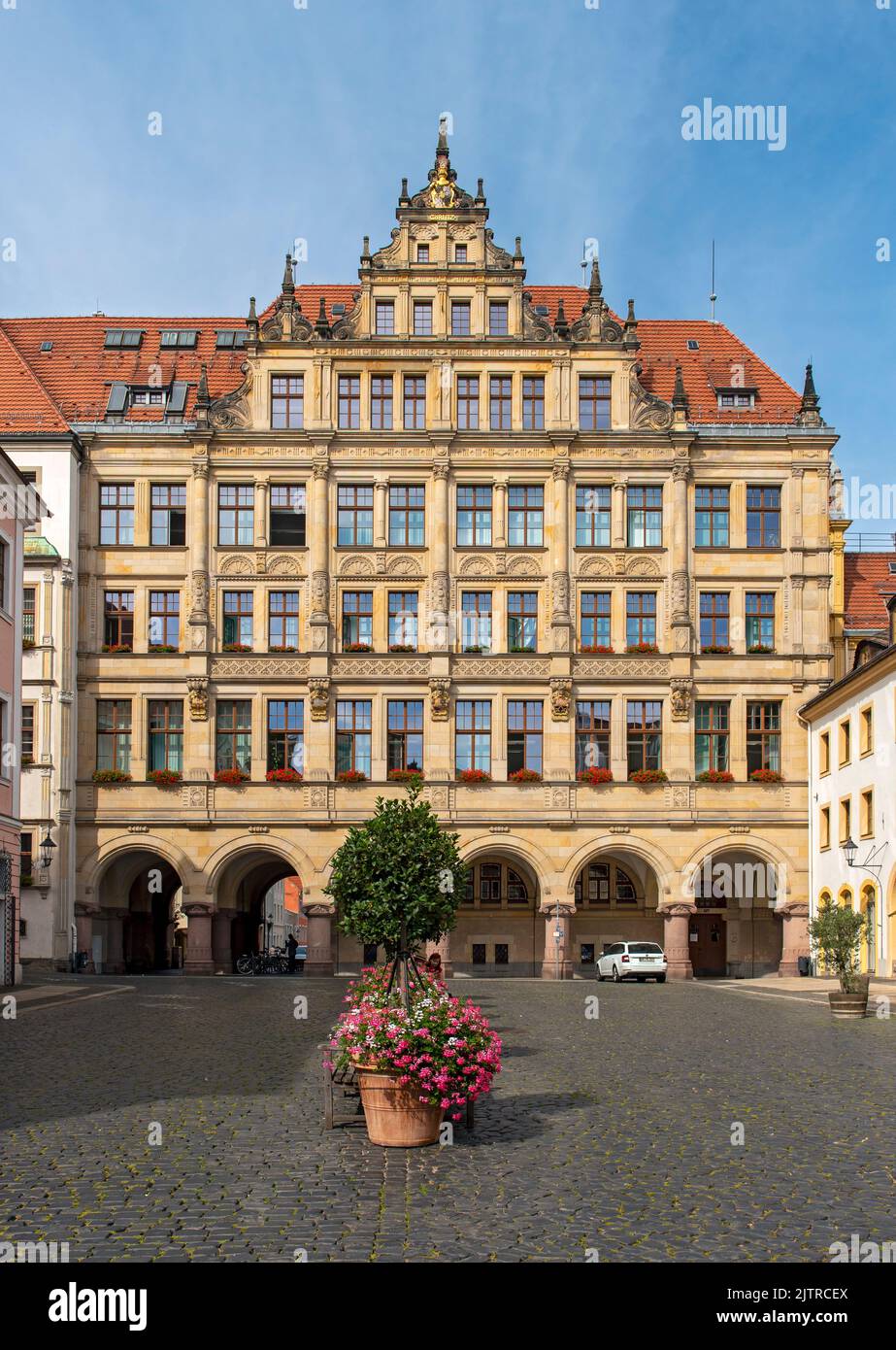 Nouvel hôtel de ville (mairie), Untermarkt, Görlitz (Goerlitz), Allemagne Banque D'Images