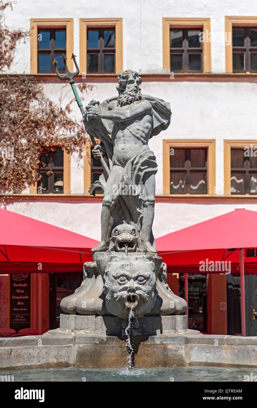 Fontaine de Neptune, place du bas marché (Untermarkt), Görlitz (Goerlitz), Allemagne Banque D'Images