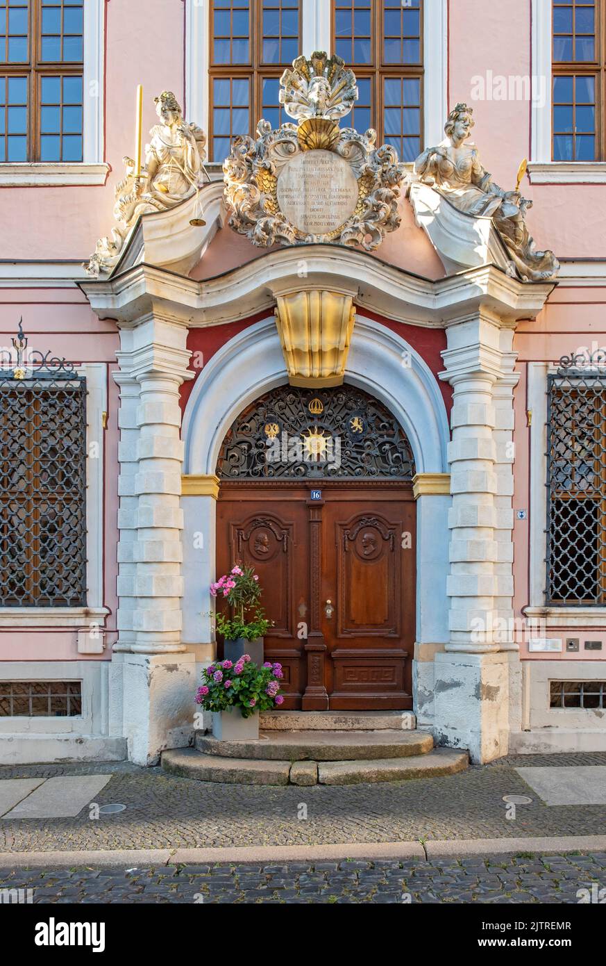Portail de Hotel Börse, Untermarkt, Görlitz, Allemagne Banque D'Images