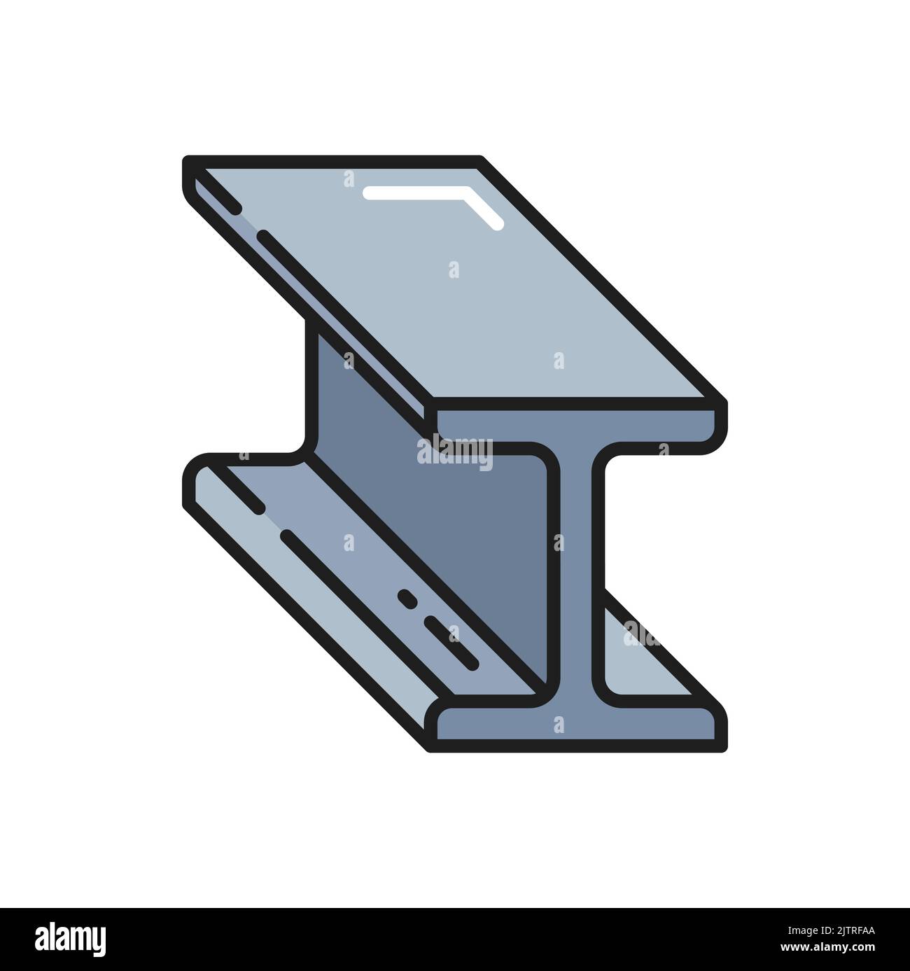 Icône de contour isolé de rail de profilé universel en acier inoxydable laminé à chaud en aluminium. Elément de construction de métal profilé galvanisé vectoriel Illustration de Vecteur