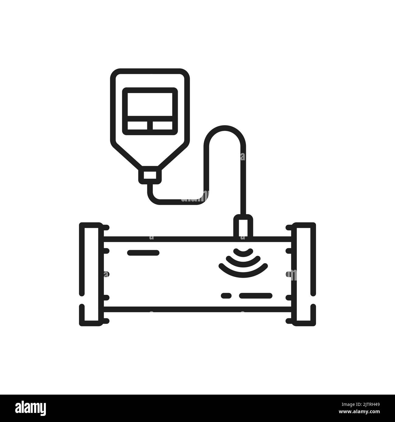 Icône de dispositif de mesure de la pression dans le contour isolé du tuyau. Manomètre à gaz ou à huile vectoriel, appareil de mesure ou appareil de mesure à vide utilisé pour la mesure Illustration de Vecteur