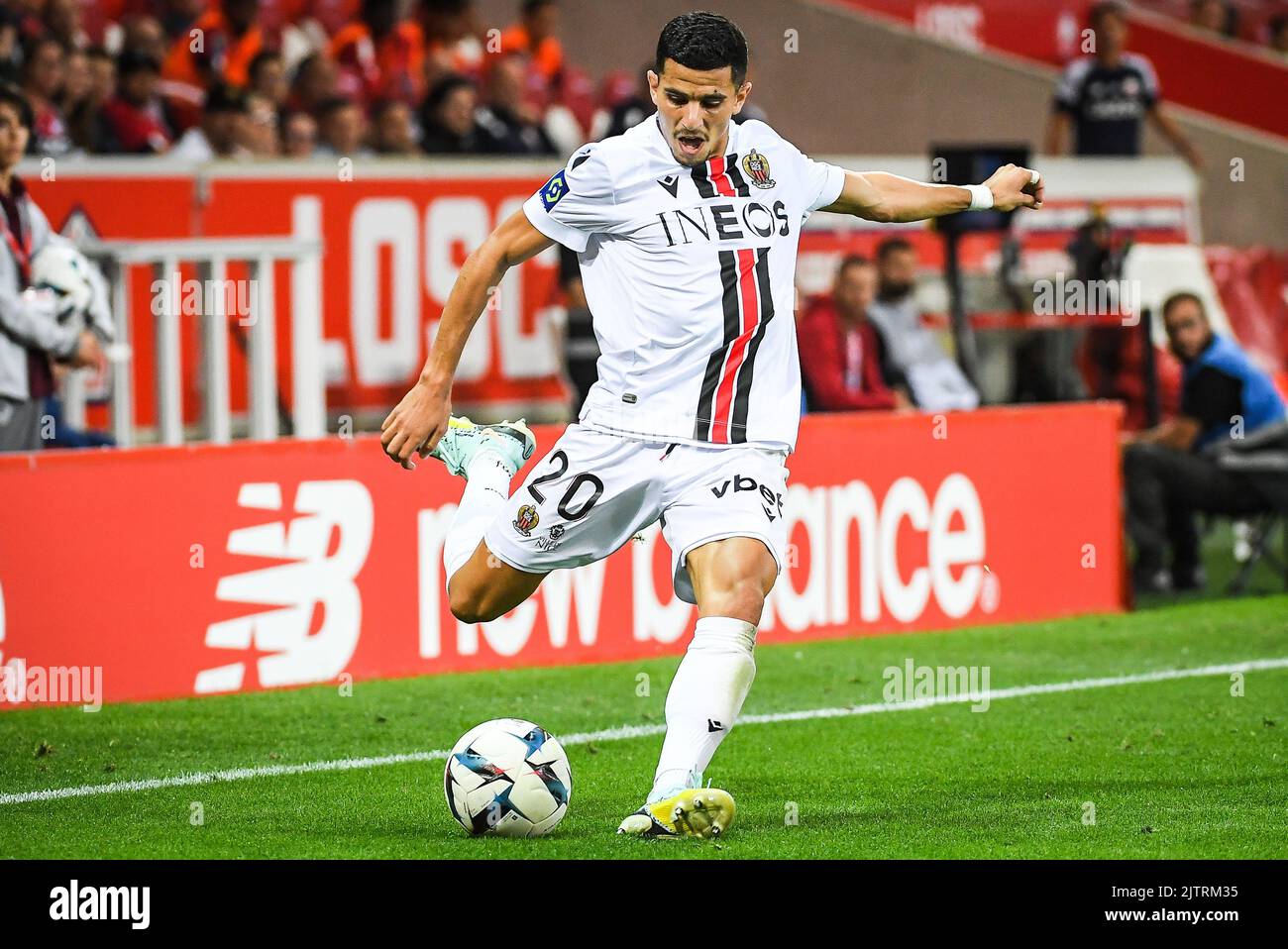Youcef ATAL de Nice lors du championnat français Ligue 1 du match de football entre le LOSC Lille et l'OGC Nice sur 31 août 2022 au stade Pierre Mauroy à Villeneuve-d'Ascq près de Lille, France - photo Matthieu Mirville / DPPI Banque D'Images