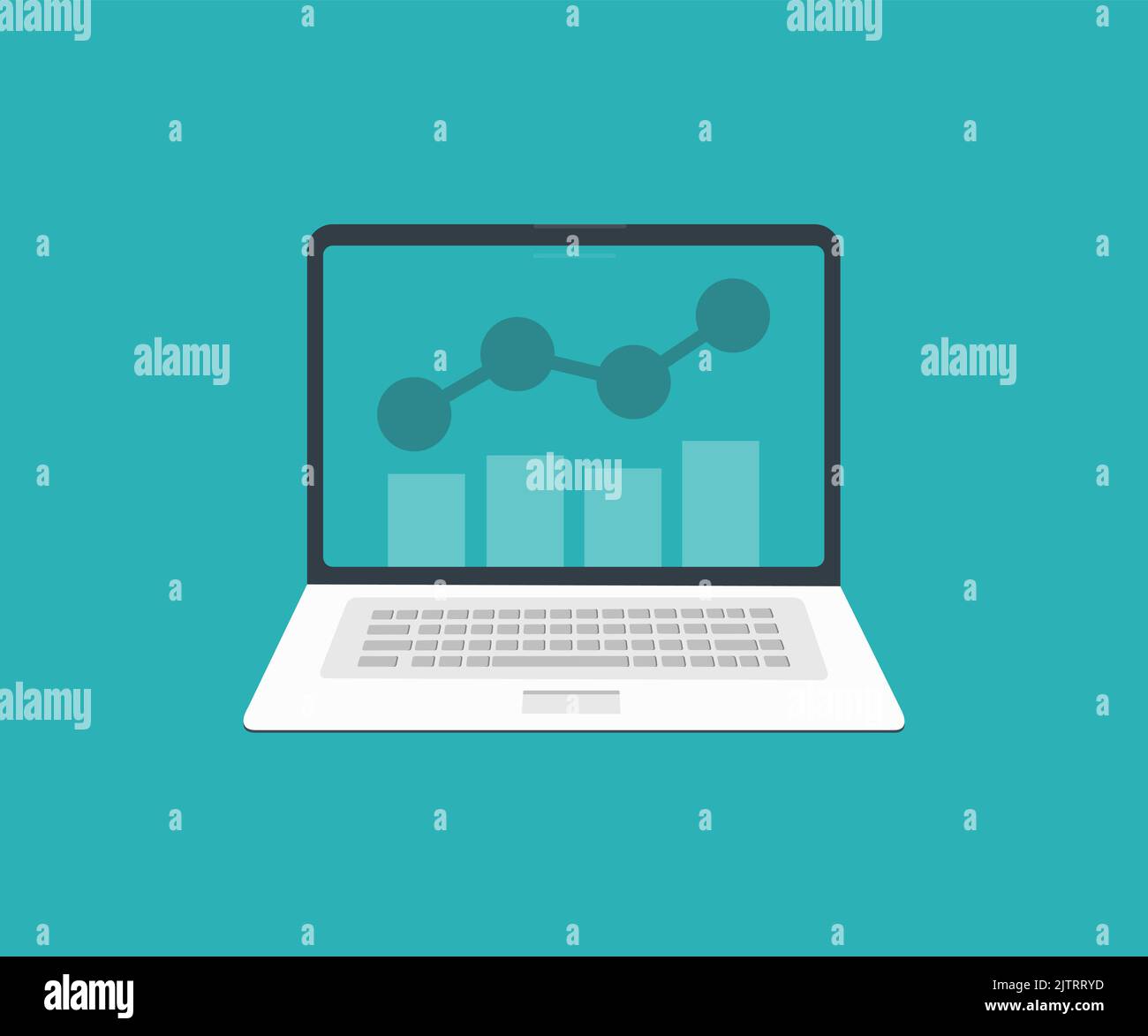 Analyse Web et surveillance sur le Web rapport tableau de bord concept d'écran d'ordinateur portable conception de logo. Rapport de la gestion de la planification du développement de la recherche en marketing. Illustration de Vecteur