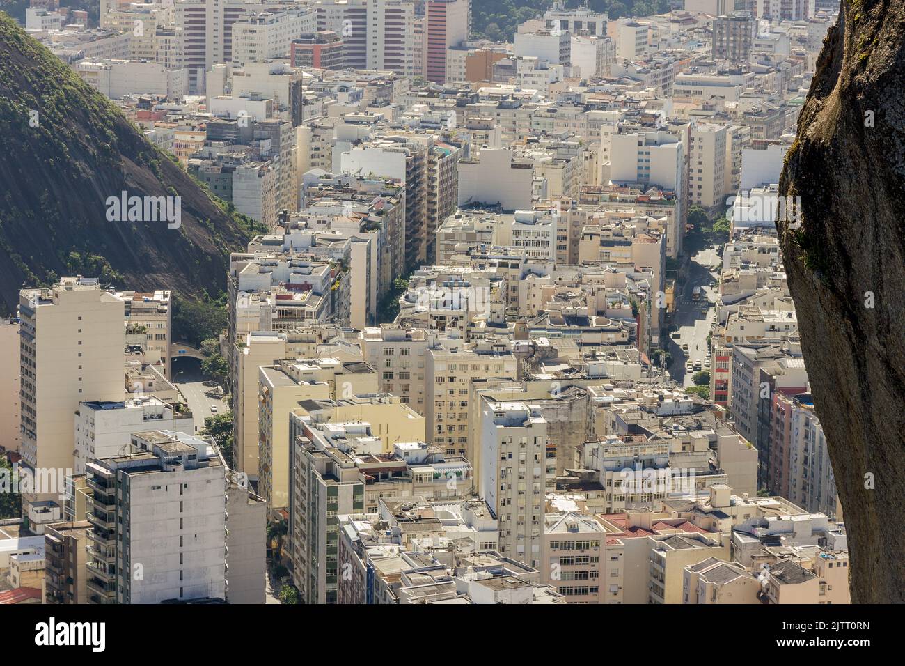 Vue aérienne du quartier de copacabana à Rio de Janeiro, Brésil. Banque D'Images