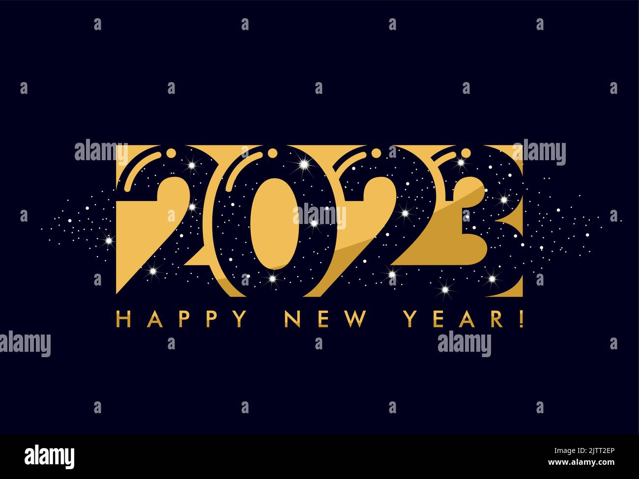 2023 nouvel an nuit avec un arrière-plan étoilé. Modèle vectoriel pour carte de vœux, poster, invitation Illustration de Vecteur