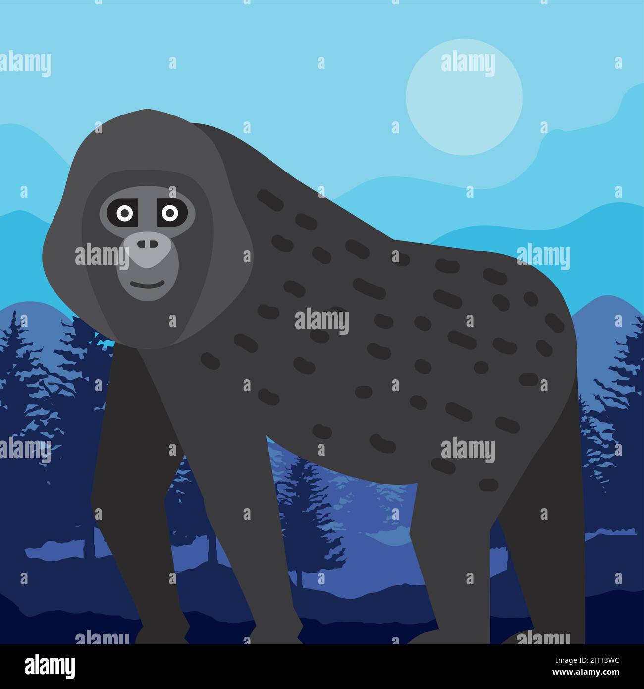 singe gorilla en forêt Illustration de Vecteur