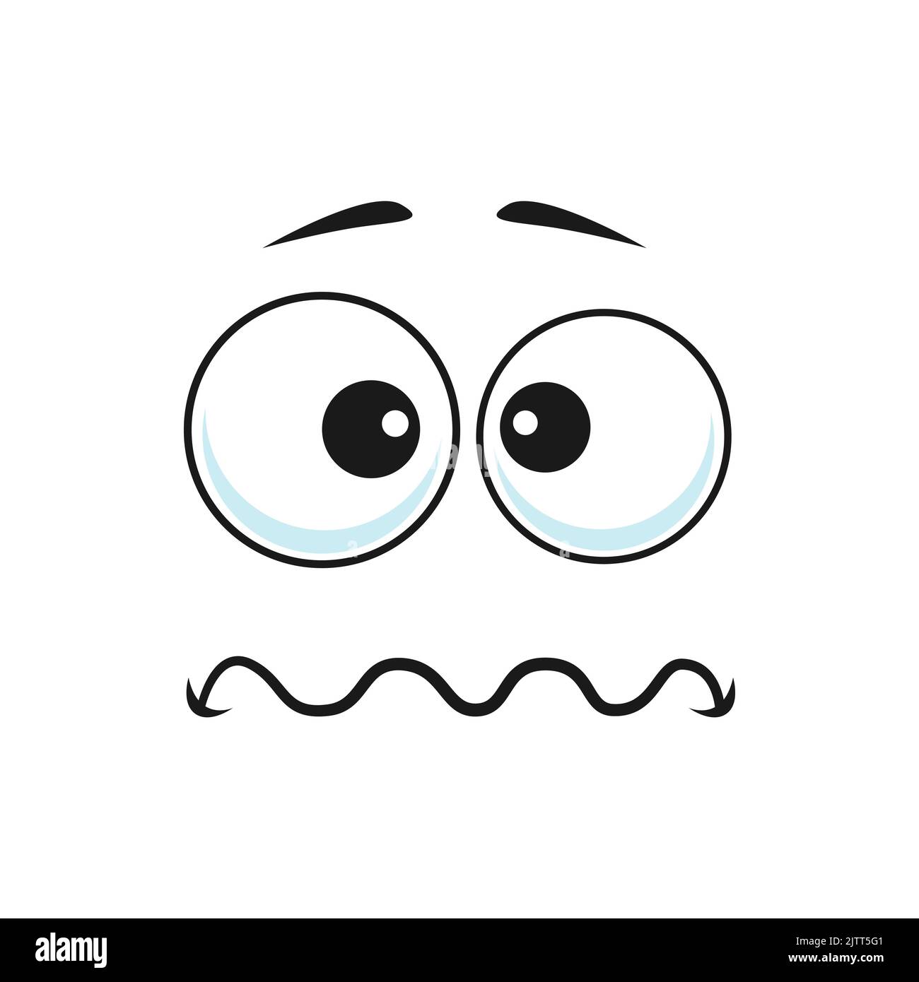 Visage Peur Dessin Visage de dessin animé effrayé ou inquiétude emoji, personnage vecteur peur expression faciale avec les yeux de lunettes et la bouche de tremblement. Peur ou sentiments inquiétants isolés sur fond blanc Image