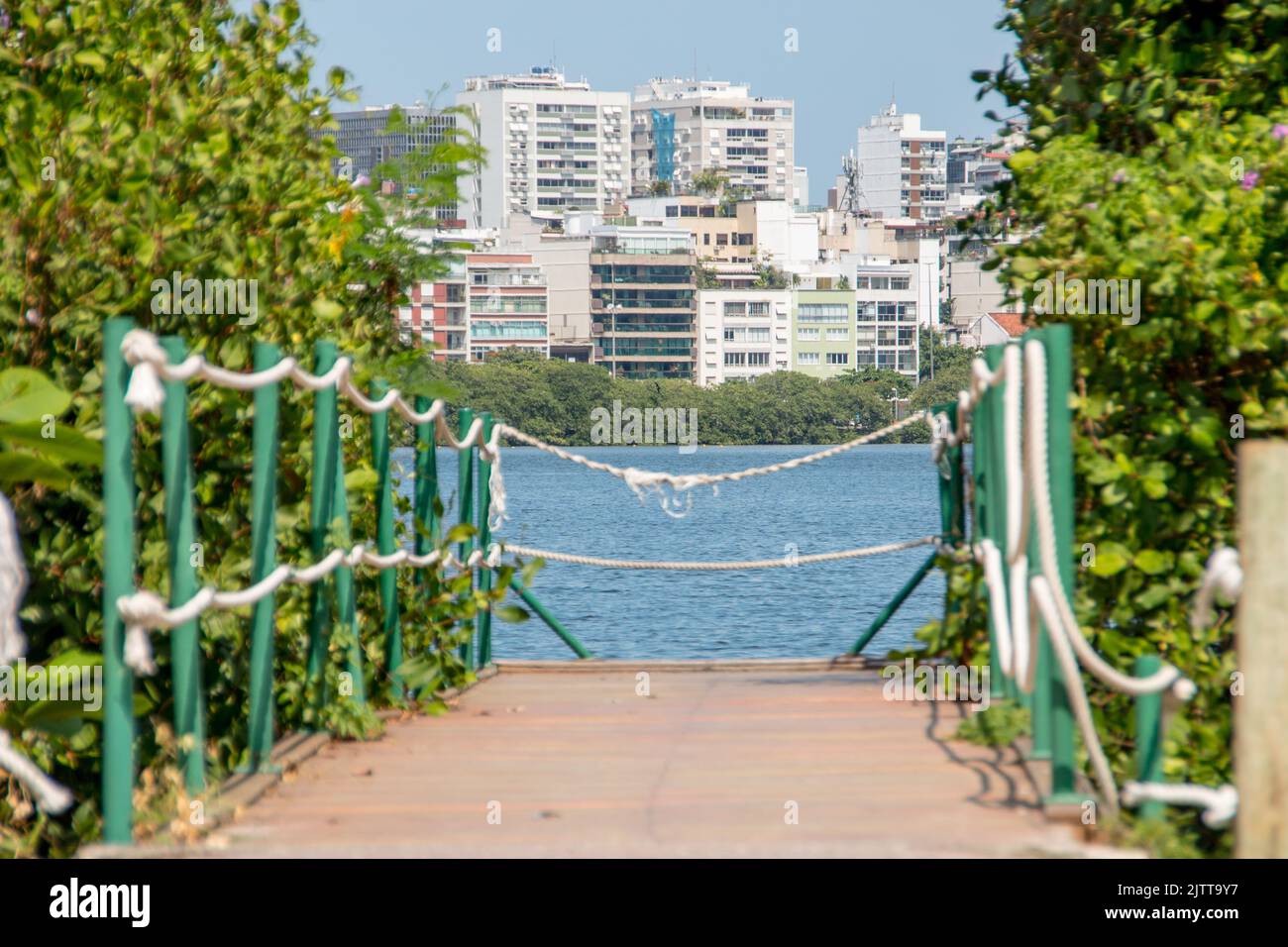 vue sur le lagon rodrigo de freitas à rio de janeiro, brésil. Banque D'Images