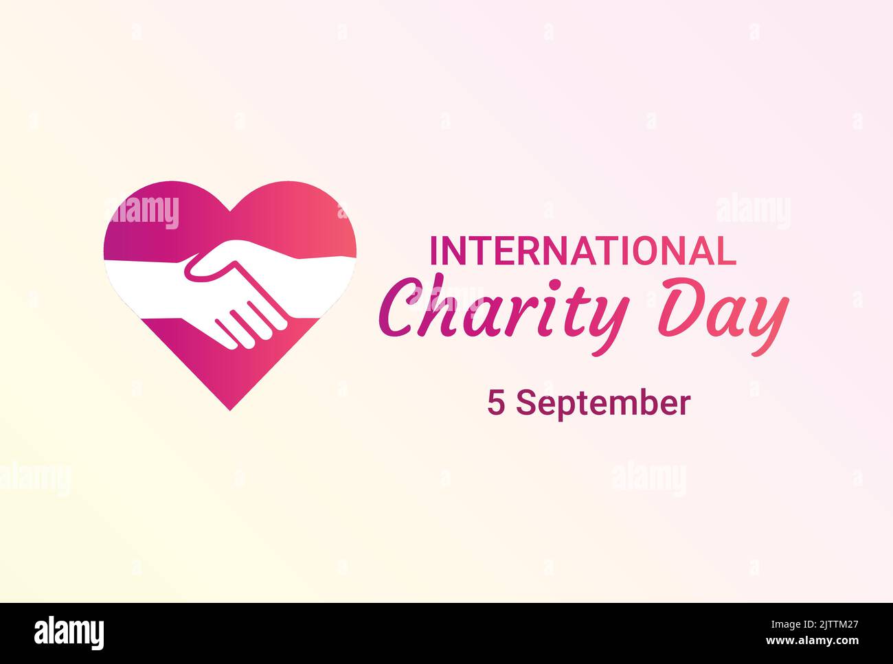 Journée internationale de la Charité - 05 septembre - aider les mains et le coeur logo de la charité avec belle couleur rouge-rose dégradé - Journée mondiale de la charité et des dons Illustration de Vecteur