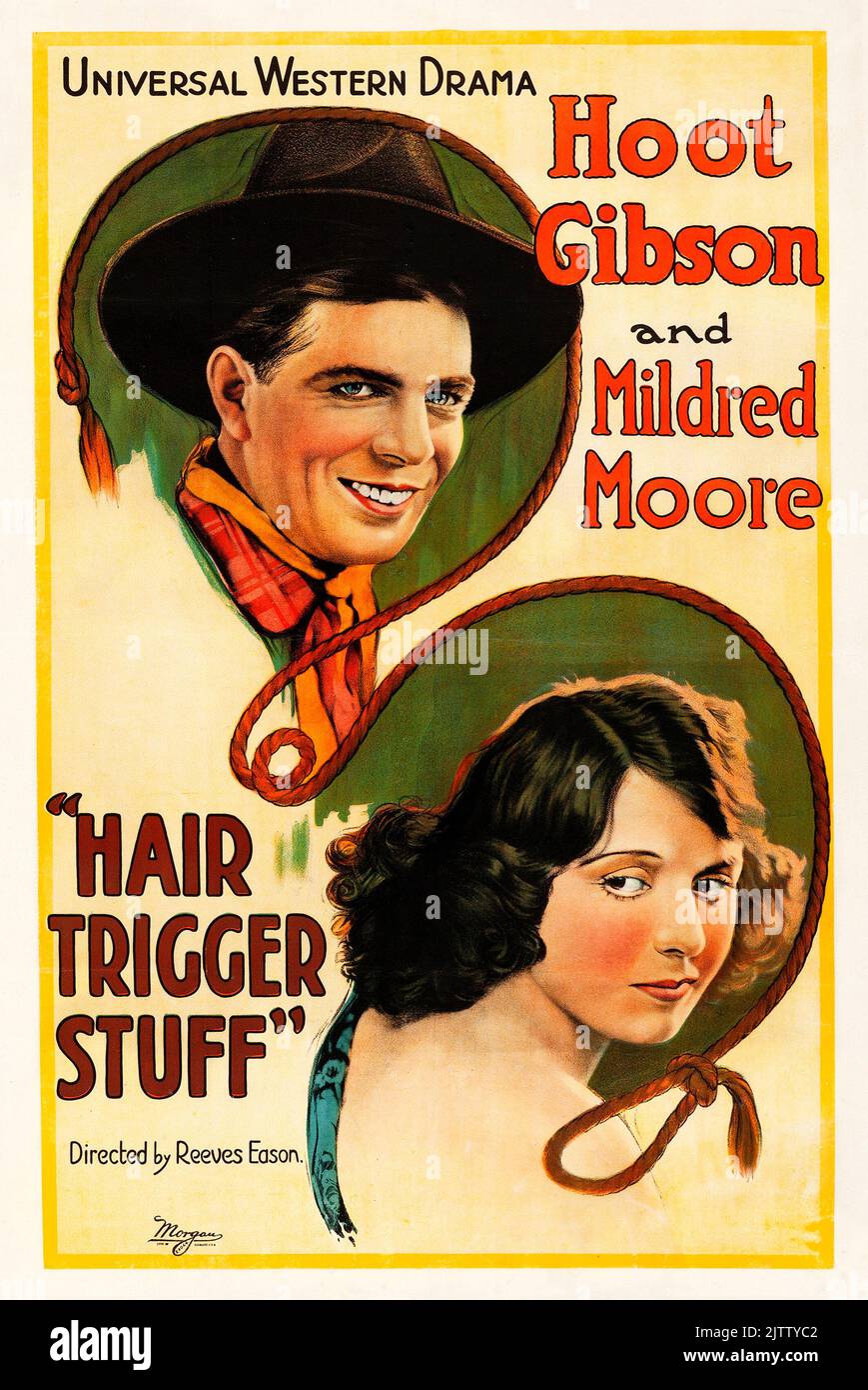 Affiche de film vintage - Western - Hoot Gibson - Hair Trigger Stuff (Universal, 1920) Banque D'Images