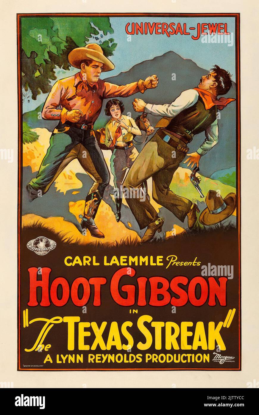 Affiche de film vintage - Western - Hoot Gibson - The Texas Streak (Universal, 1926) Carl Laemmle - Western Banque D'Images