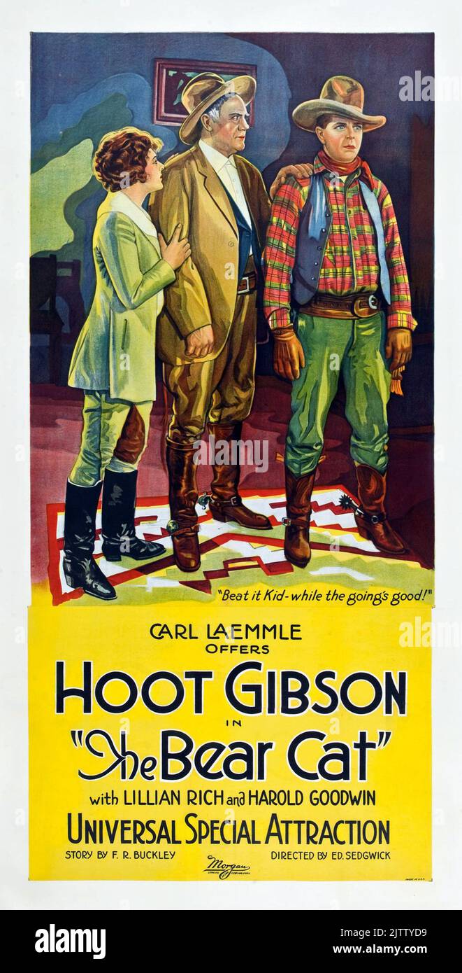 Affiche de film vintage - Western - Carl Laemmle offre Hoot Gibson dans le chat de l'ours (Universal, 1922) Western Banque D'Images