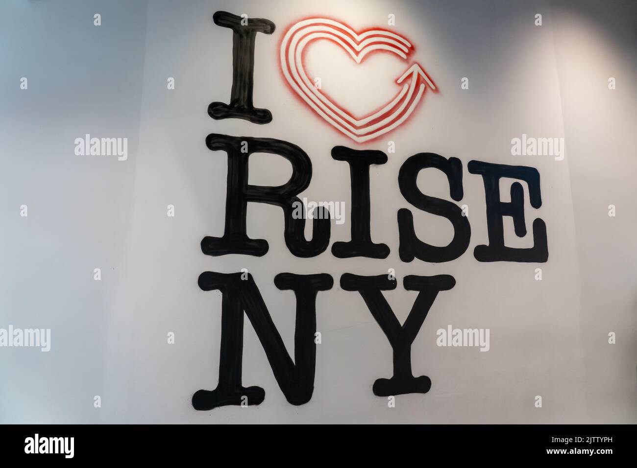 I Love RiseNY signe sur le mur dans le musée RiseNY à New York City, NY, USA Banque D'Images