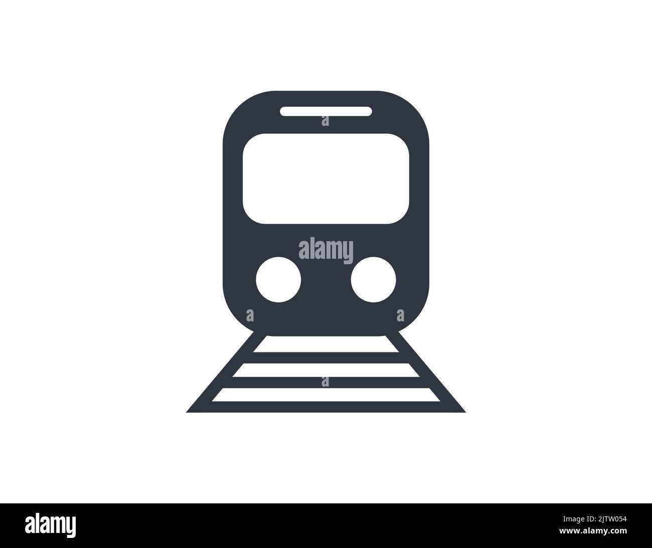 Train monochromatique avec vecteur d'icône de voie ferrée. Illustration de Vecteur