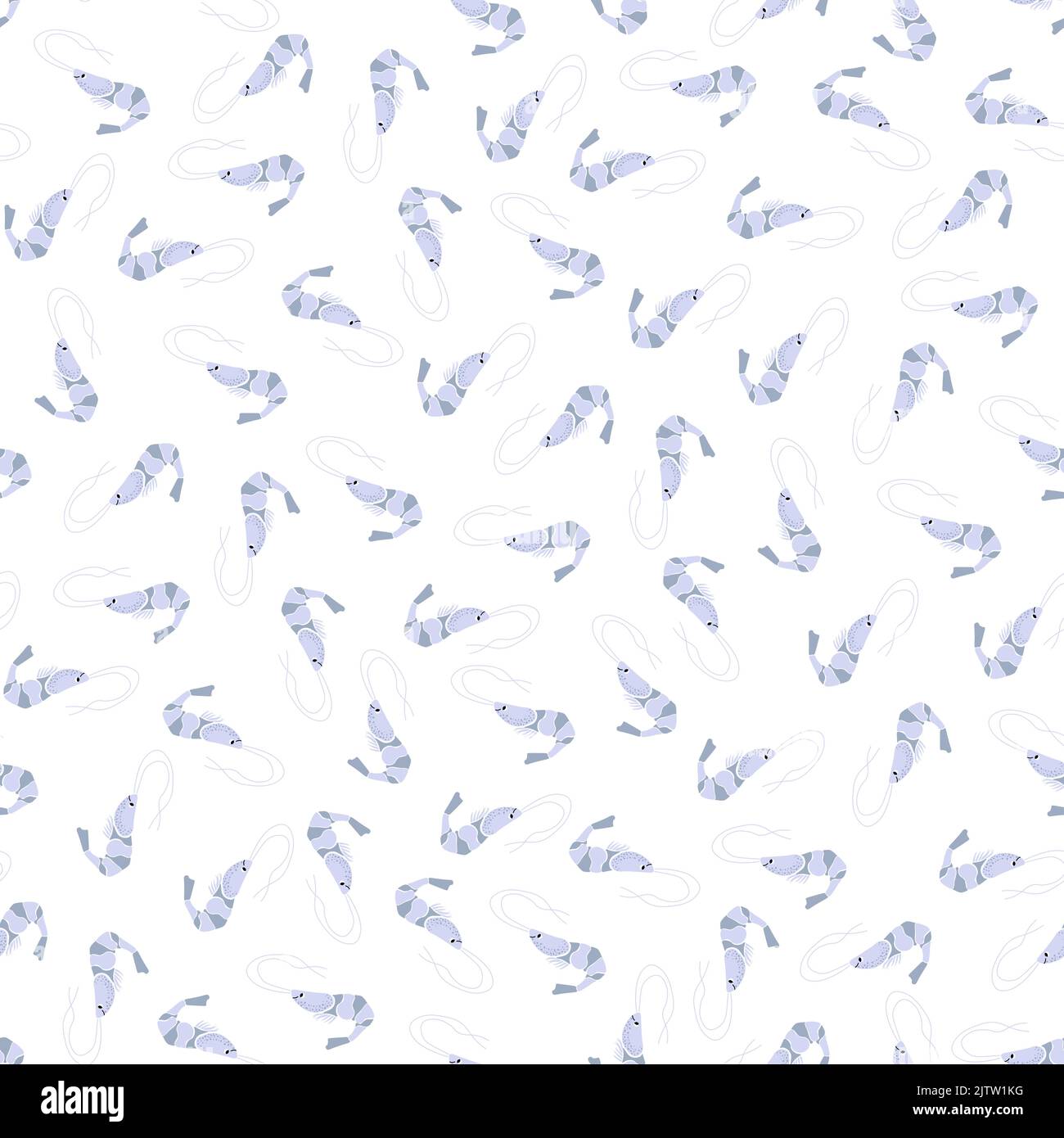 Motif vectoriel sans couture avec crevettes.créatures de dessin animé sous-marin.arrière-plan marin.joli motif océan pour tissu, vêtements pour enfants, textiles, emballage Illustration de Vecteur