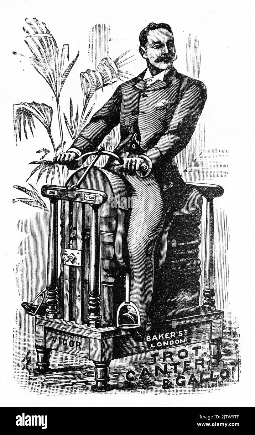 Publicité pour une machine à cheval dans un journal anglais, 1896 Banque D'Images