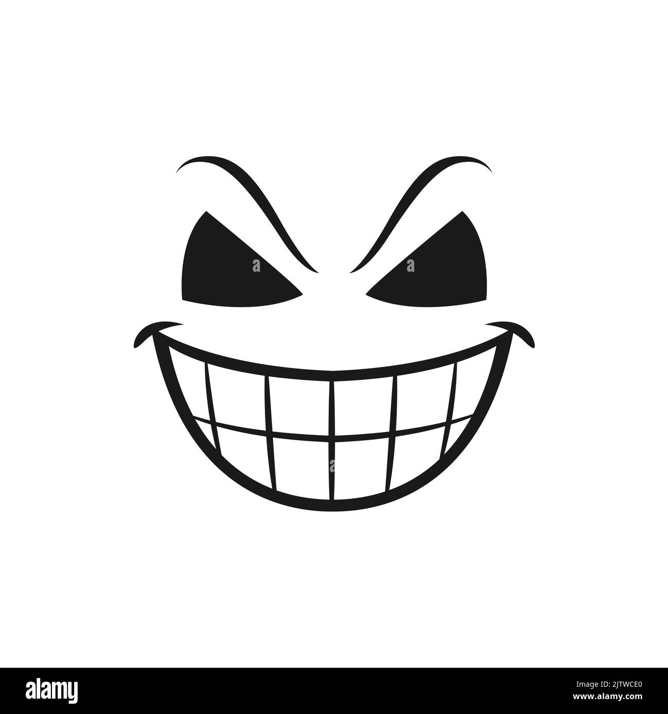 Halloween visage souriant icône de vecteur, sourire effrayant mal, trous d'oeil de monstre créepy et rire la bouche touchante. Affiche monochrome isolée par un fantôme, une lanterne ou un démon Illustration de Vecteur