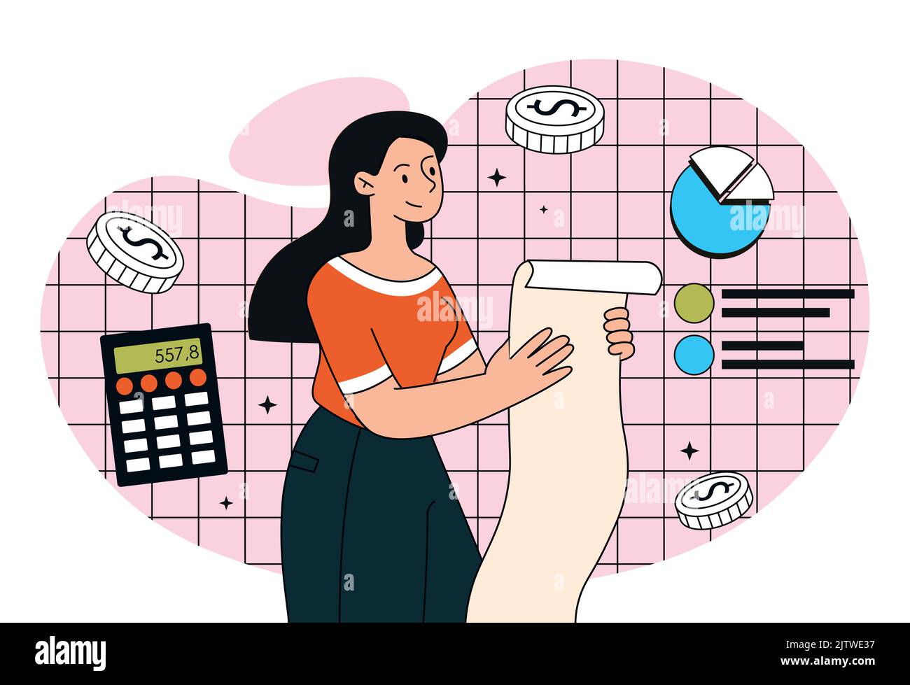 Femme avec la calculatrice Illustration de Vecteur