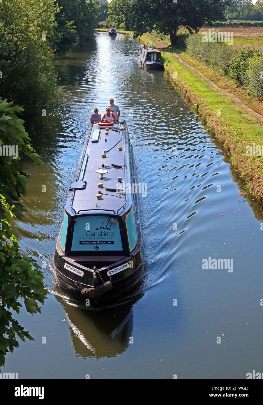 Barges du canal sur Bridgewater, au pont Pickering's, Thelwall, Warrington, Cheshire, ANGLETERRE, ROYAUME-UNI, WA4 2JQ Banque D'Images