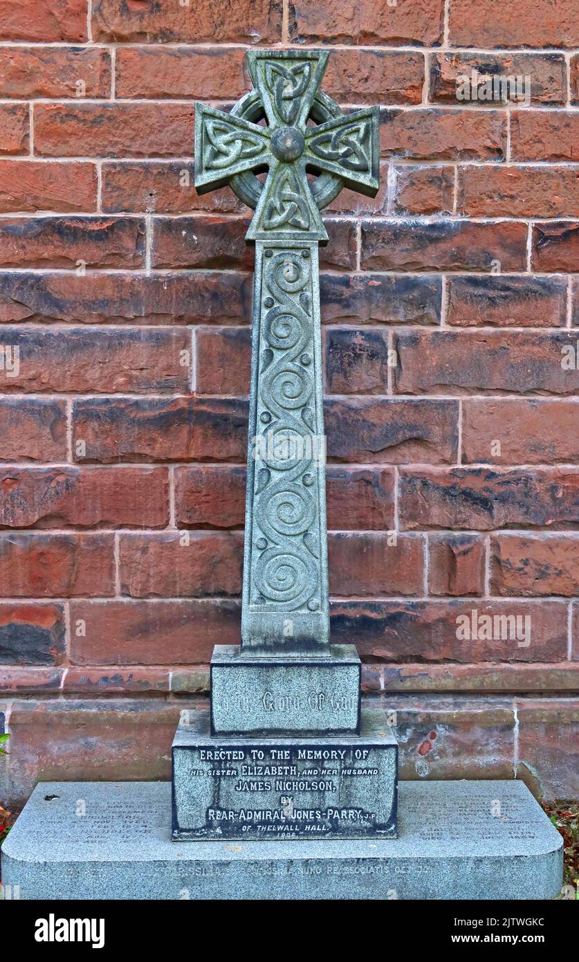 Contre-amiral Jones-Parry de Thelwall Hall, cimetière de All Saints Church, Bell Lane, Thelwall, Warrington, Cheshire, Angleterre, WA4 2SX Banque D'Images