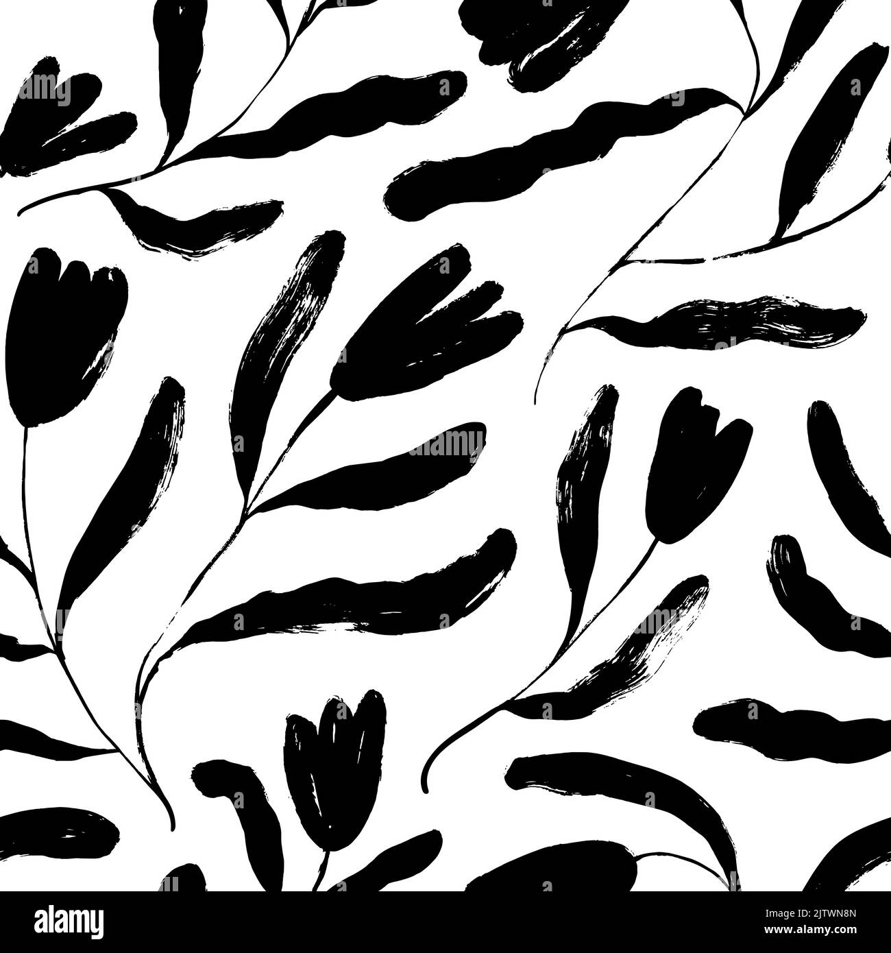 Motif sans couture avec tulipes abstraites dessinées à la main. Illustration de Vecteur