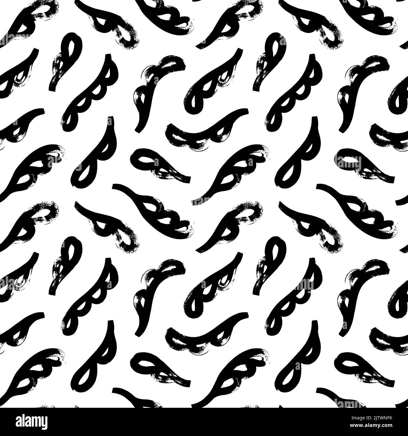 Motif sans couture avec feuilles noires et style naïf. Illustration de Vecteur