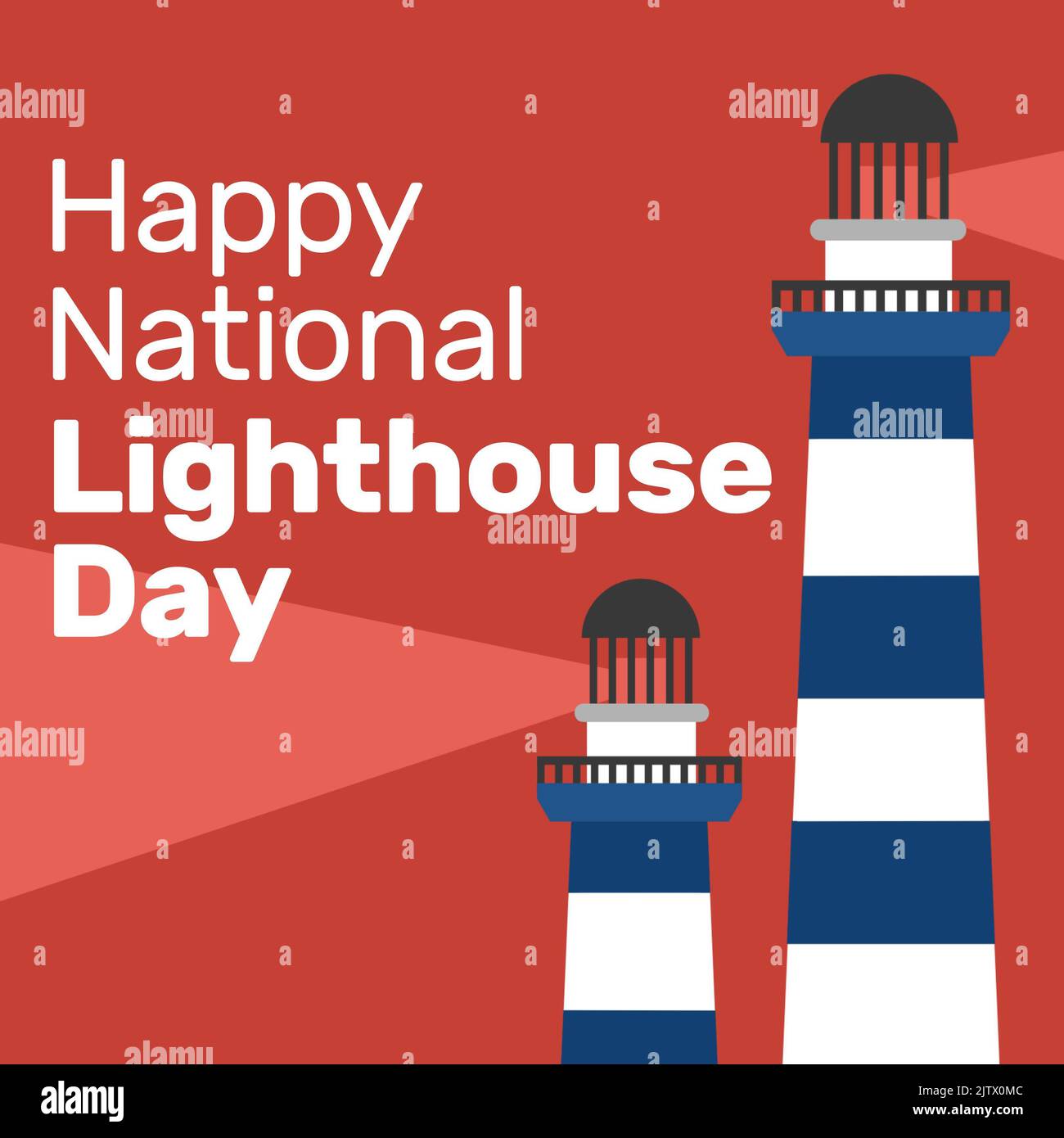 Illustration de phares illuminés et d'une bonne journée de phare national sur fond rouge Banque D'Images
