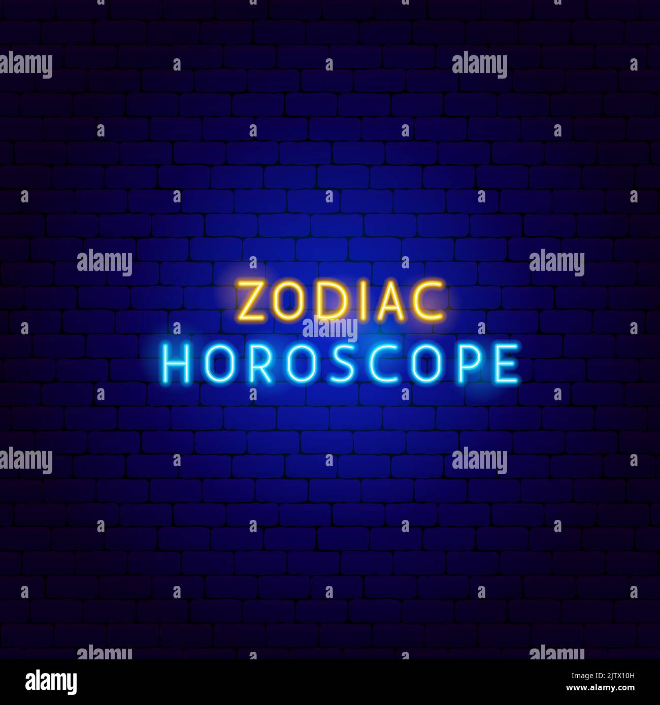 Zodiaque Horoscope néon texte Illustration de Vecteur