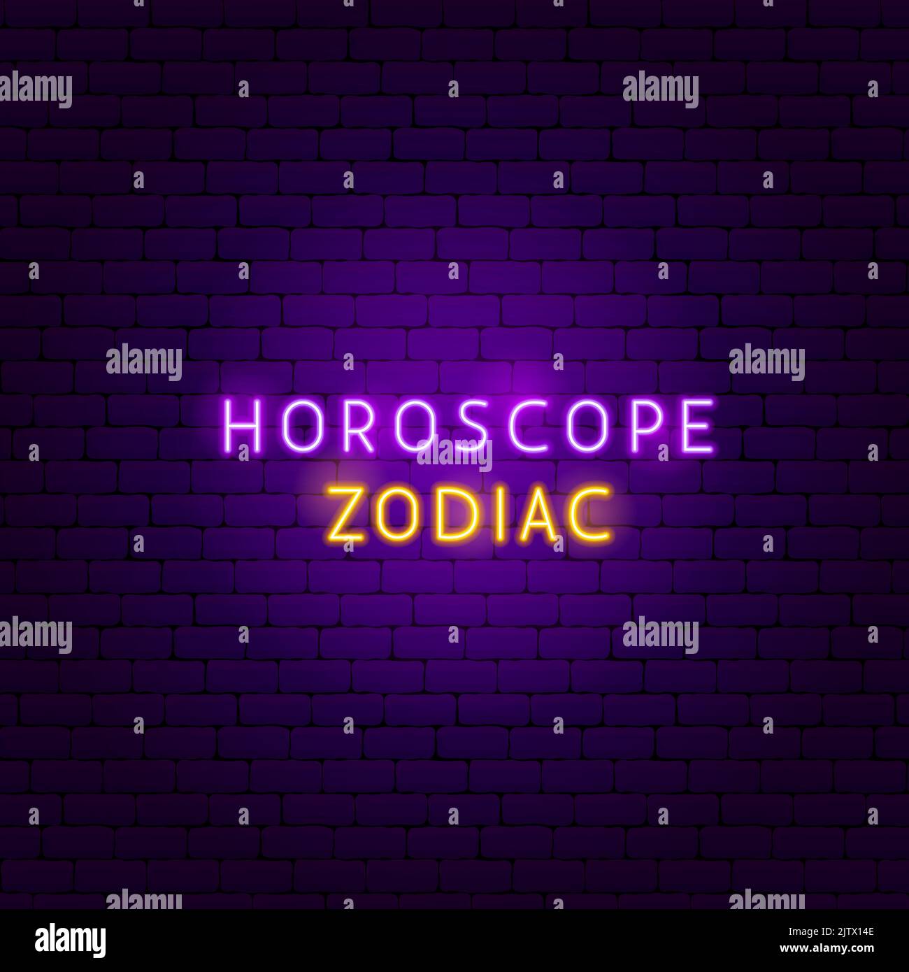Horoscope zodiaque Neon texte Illustration de Vecteur