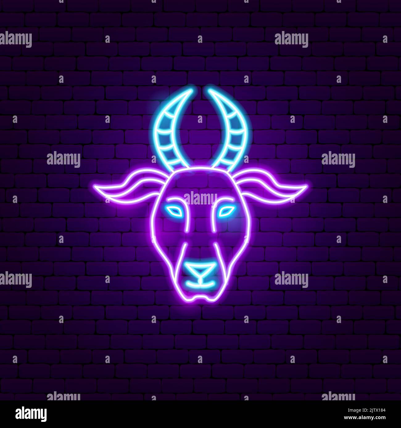 Capricorne zodiac Neon Illustration de Vecteur