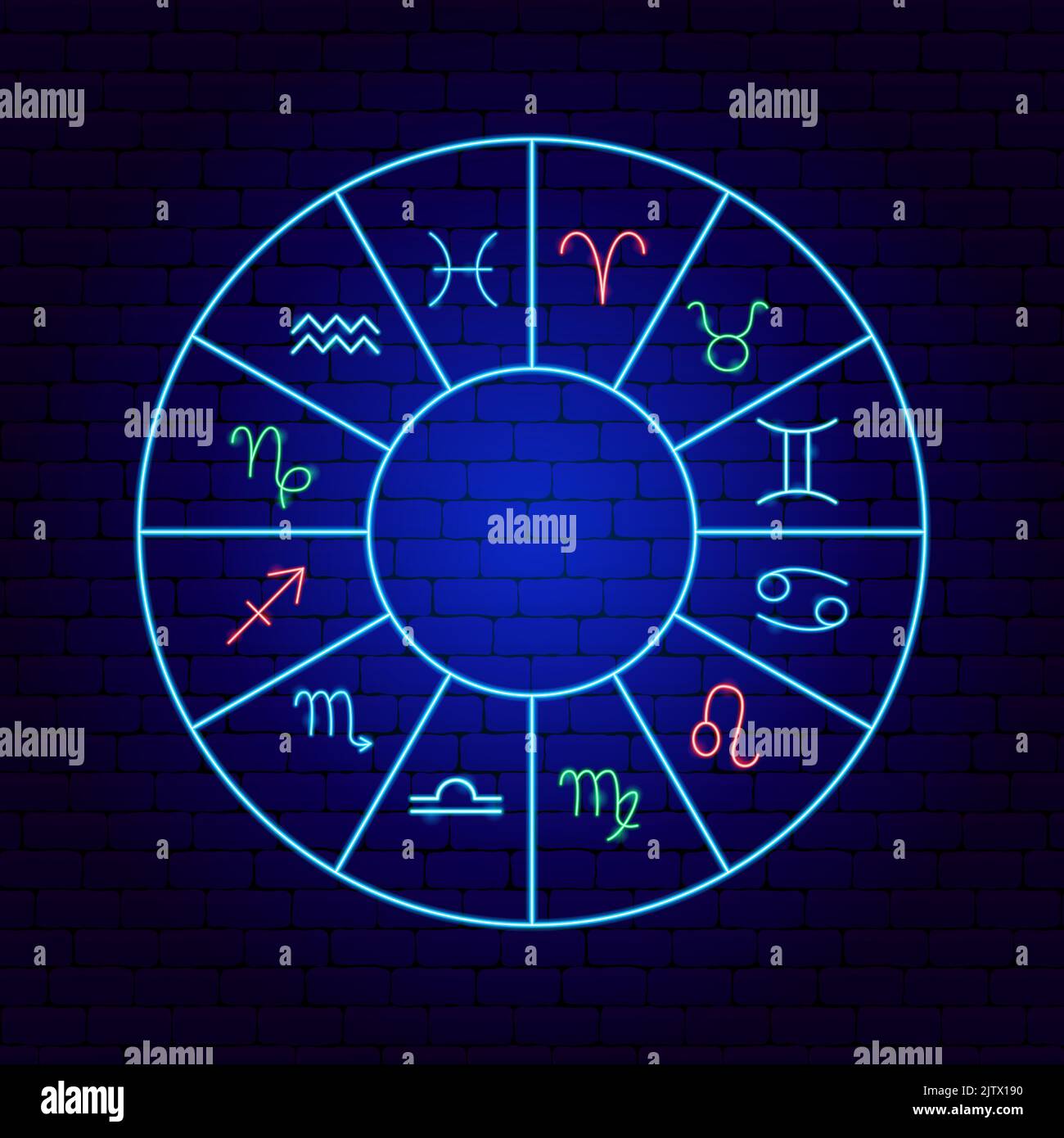 Cercle néon du zodiaque Illustration de Vecteur