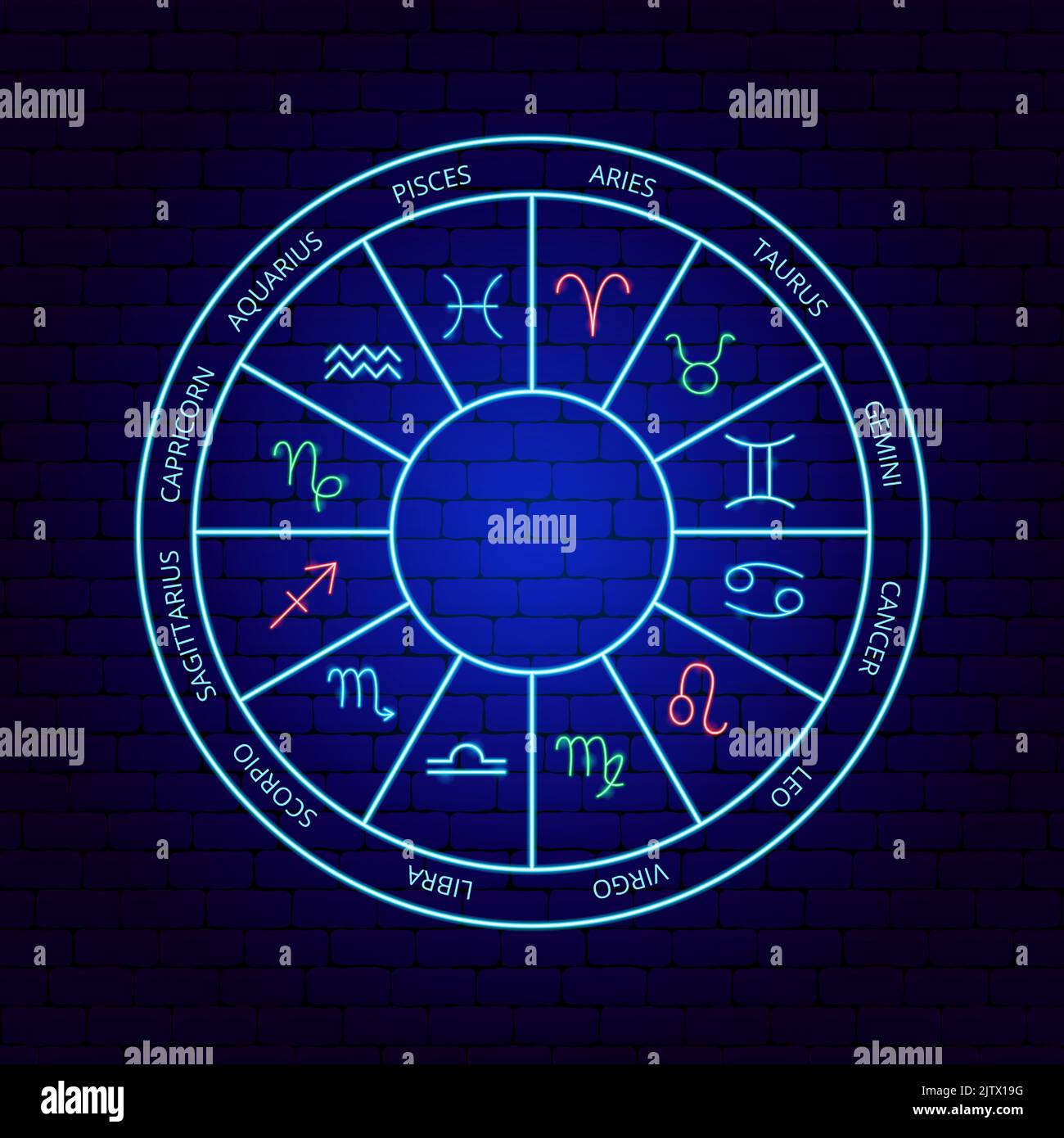 Zodiac Neon Circle concept Illustration de Vecteur