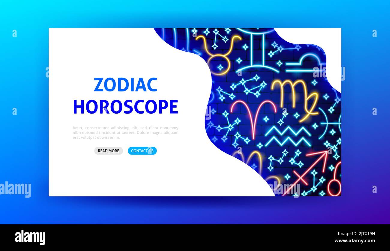 Horoscope Zodiac Neon page d'accueil Illustration de Vecteur
