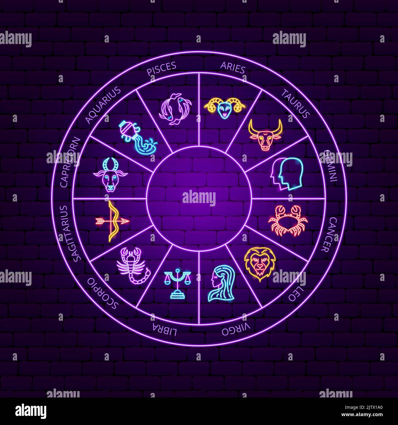 Horoscope Neon cercle Illustration de Vecteur