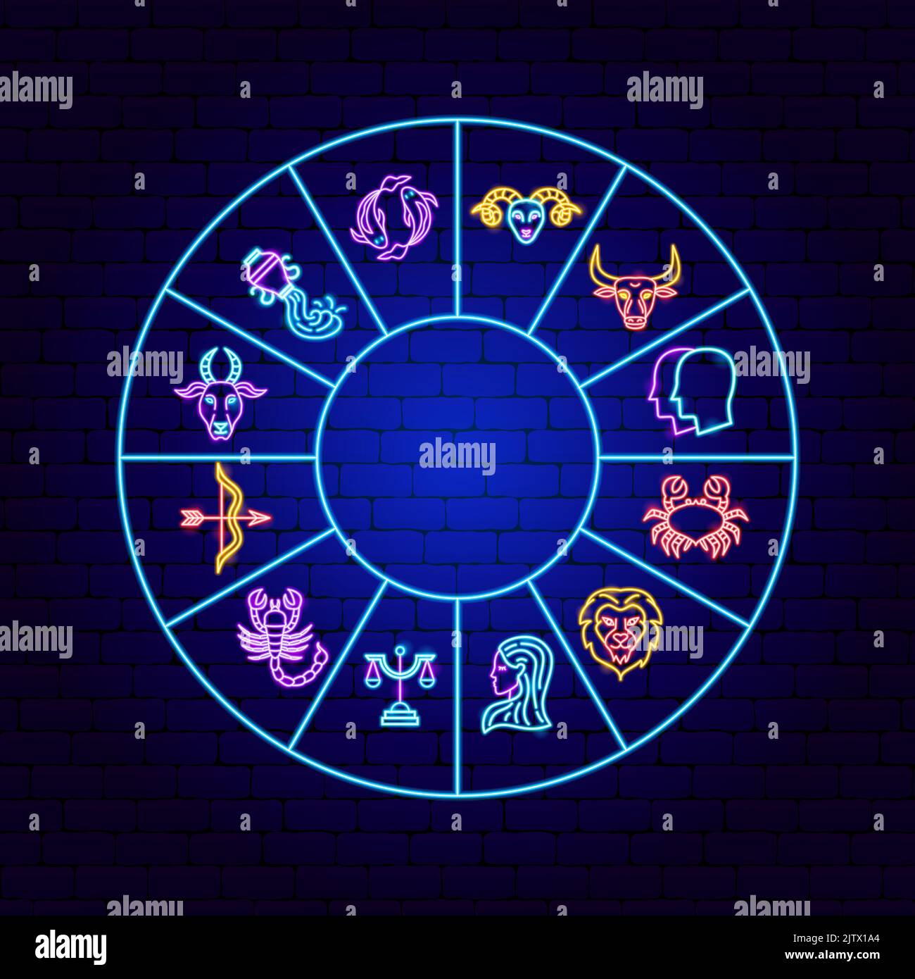 Horoscope Neon Circle concept Illustration de Vecteur