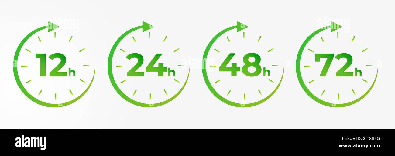 flèche de l'horloge 12, 24, 48, 72 heures Illustration de Vecteur