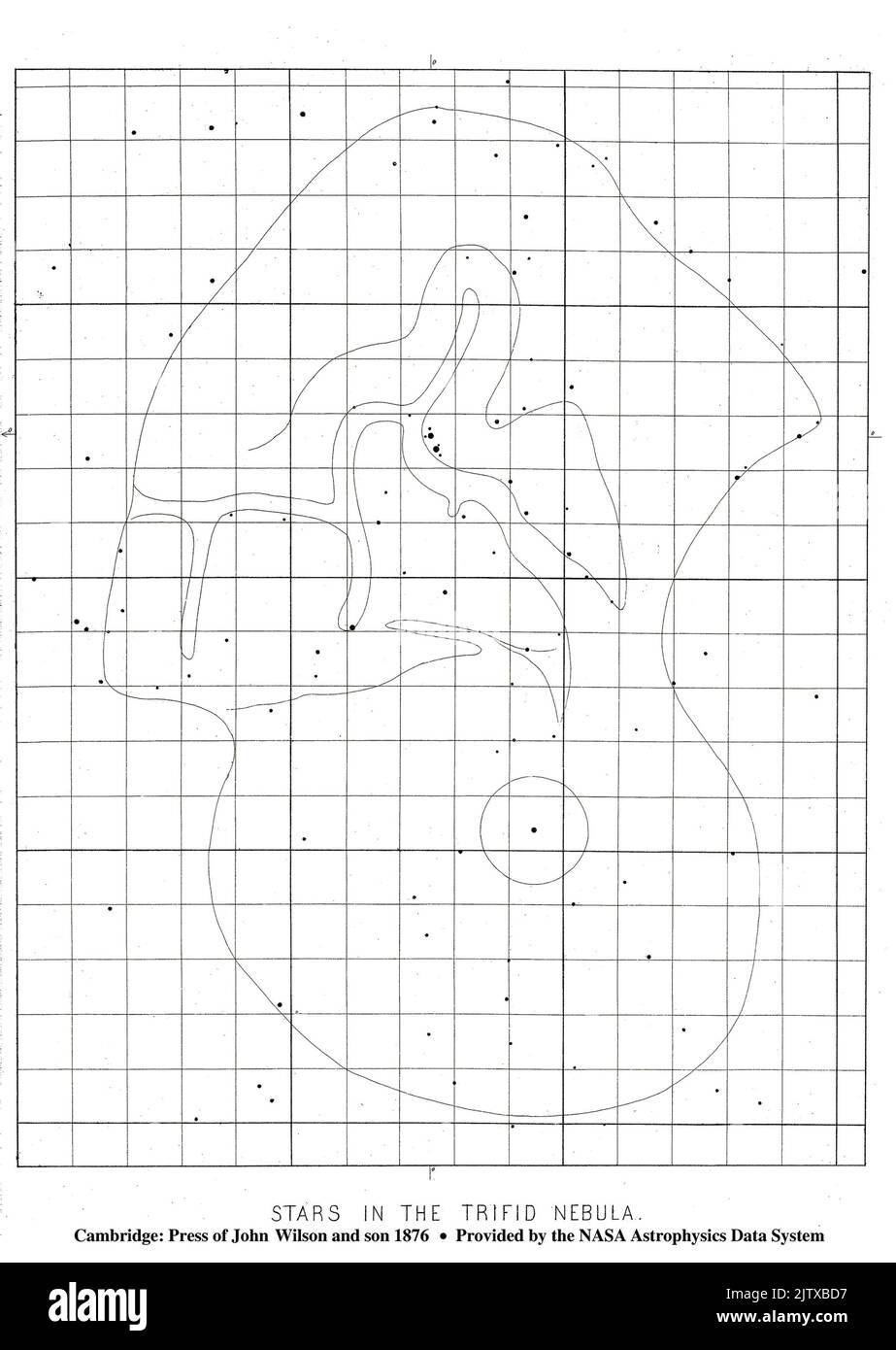 Étoiles dans la nébuleuse Trifide. John Wilson et son 1876 NASA Astrophysique Data System. Banque D'Images