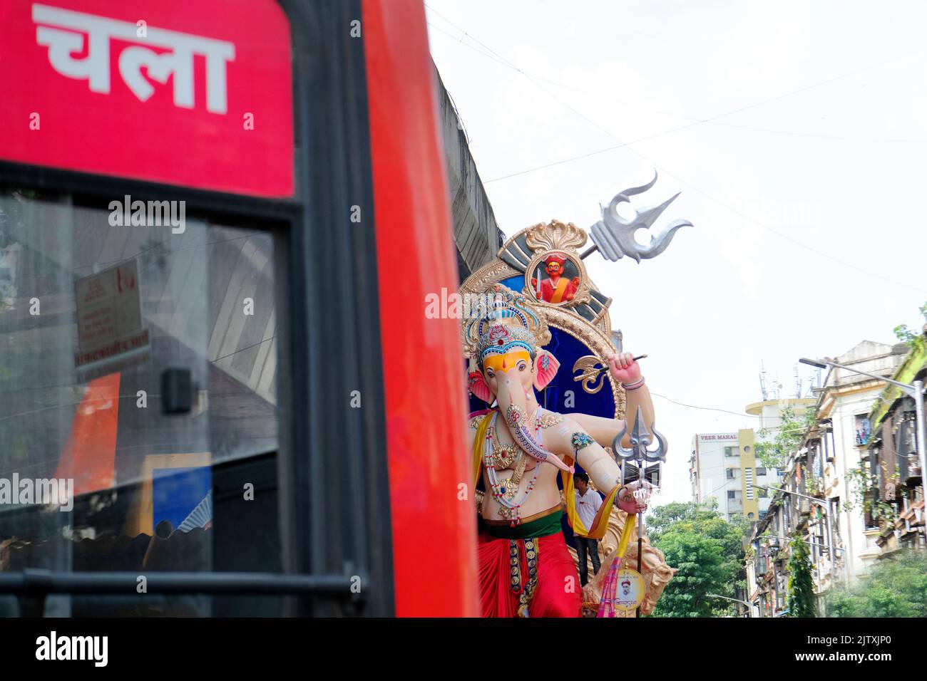 L'image du Ganpati Idol et LE MEILLEUR bus a été prise à Mumbai, Inde Banque D'Images