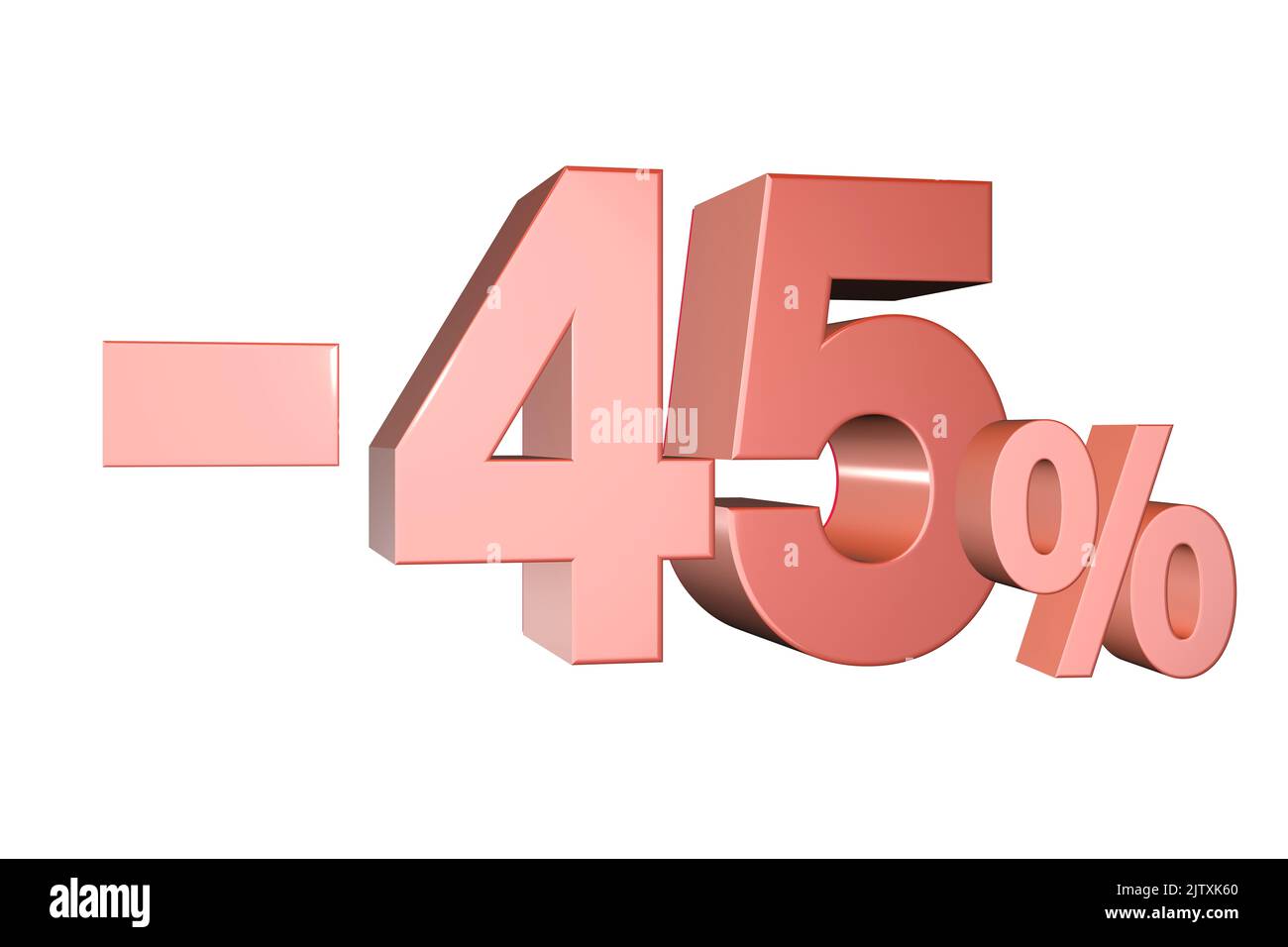 3D affiche de marketing de bannière de réduction montrant moins - 45 % de rabais sur le texte ou les chiffres Banque D'Images