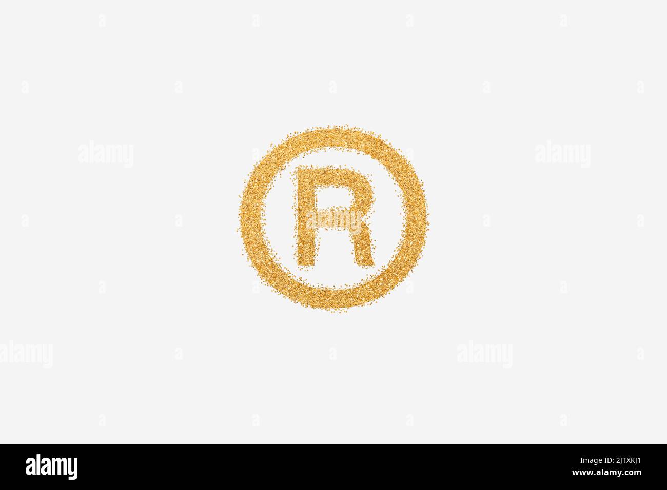 Symbole de marque déposée en paillettes dorées sur fond Uni Banque D'Images