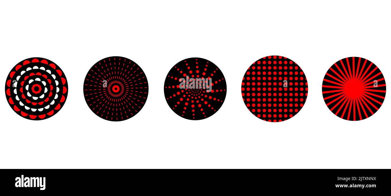 Cercle point géométrie rouge dessin vectoriel illustration. Ensemble de différentes conceptions de géométrie de cercle. Cercle de différentes formes pour la conception créative Illustration de Vecteur
