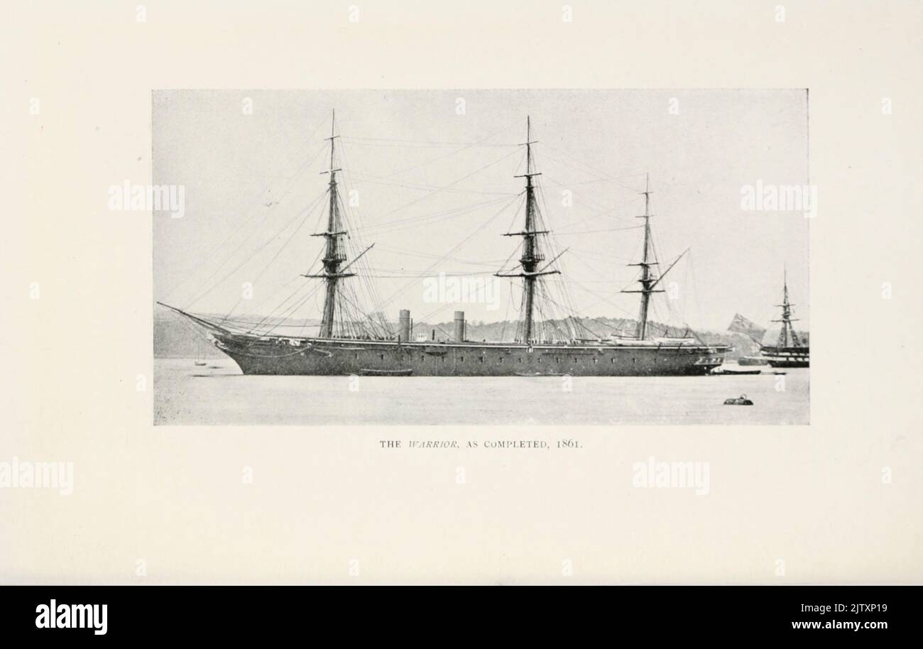 HMS WARRIOR comme terminé 1861from photos de William Lionel Wyllie dans le livre ' la flotte de bataille britannique; son commencement et sa croissance au cours des siècles à nos jours ' Banque D'Images